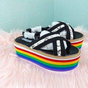 Cape Robbin Rainbow Platform Sandals Pride BOHO